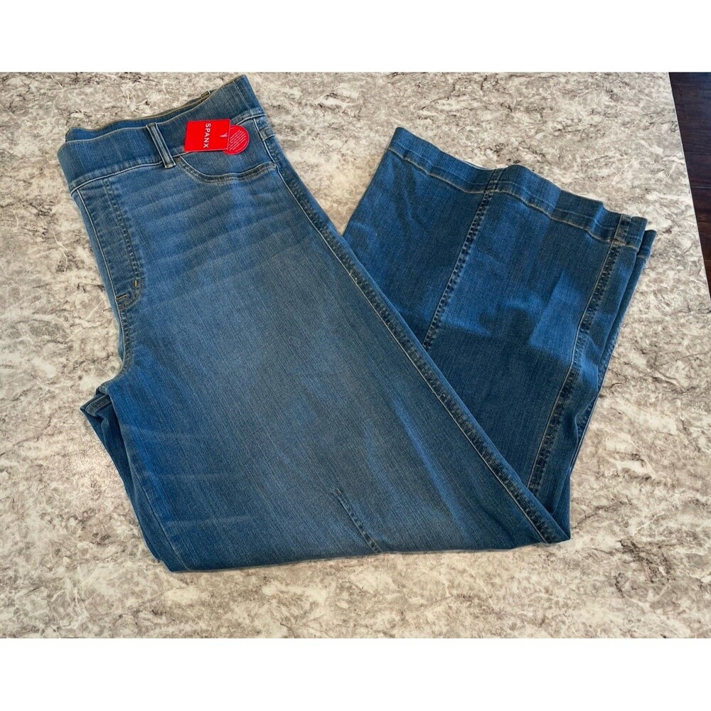 Spanx Seamed Front Wide Leg Jeans Color Vintage Indigo Size 1X #20407R NWT